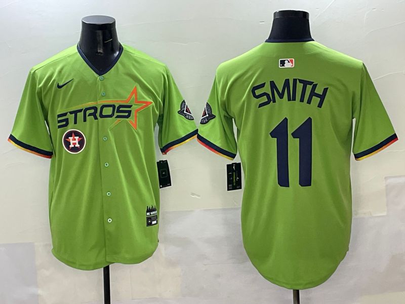Men Houston Astros 11 Smith Green three generations Joint Name 2025 Nike MLB Jersey style 11